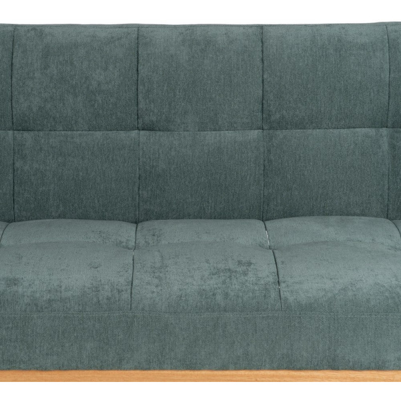 Grand Canapé moderne Convertible 3 places en Tissu chenille Vert Métal Noir Bois d'hévéa Naturel Bois d'eucalyptus Samuel - 11
