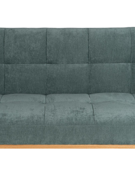 Grand Canapé moderne Convertible 3 places en Tissu chenille Vert Métal Noir Bois d'hévéa Naturel Bois d'eucalyptus Samuel - 11
