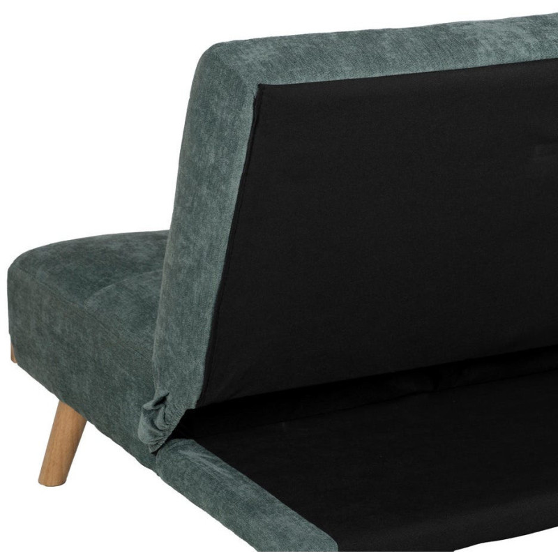 Grand Canapé moderne Convertible 3 places en Tissu chenille Vert Métal Noir Bois d'hévéa Naturel Bois d'eucalyptus Samuel - 12