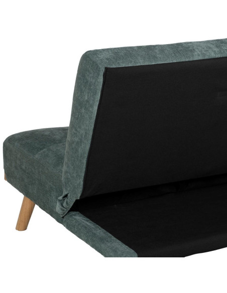 Grand Canapé moderne Convertible 3 places en Tissu chenille Vert Métal Noir Bois d'hévéa Naturel Bois d'eucalyptus Samuel - 12