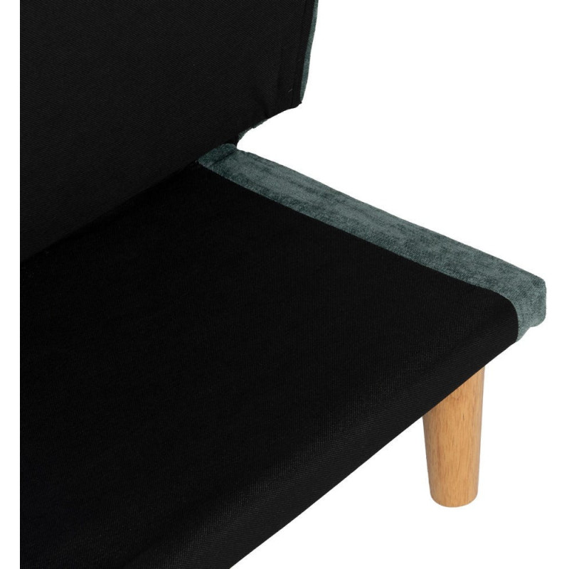 Grand Canapé moderne Convertible 3 places en Tissu chenille Vert Métal Noir Bois d'hévéa Naturel Bois d'eucalyptus Samuel - 13