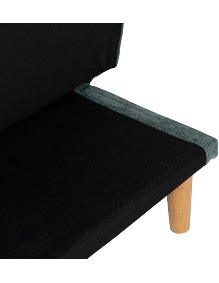 Grand Canapé moderne Convertible 3 places en Tissu chenille Vert Métal Noir Bois d'hévéa Naturel Bois d'eucalyptus Samuel - 13