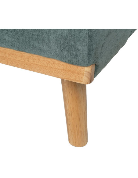 Grand Canapé moderne Convertible 3 places en Tissu chenille Vert Métal Noir Bois d'hévéa Naturel Bois d'eucalyptus Samuel - 14