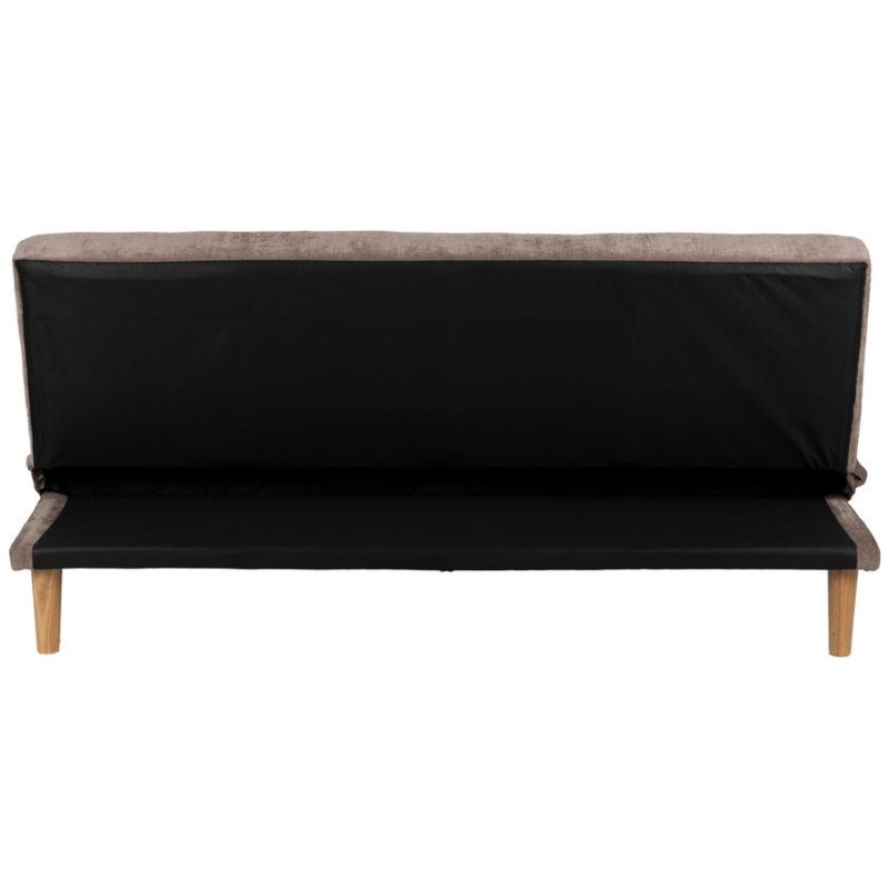 Grand Canapé moderne Convertible 3 places en Tissu chenille Vieux taupe Métal Noir Bois d'hévéa Naturel Bois d'eucalyptus Samuel