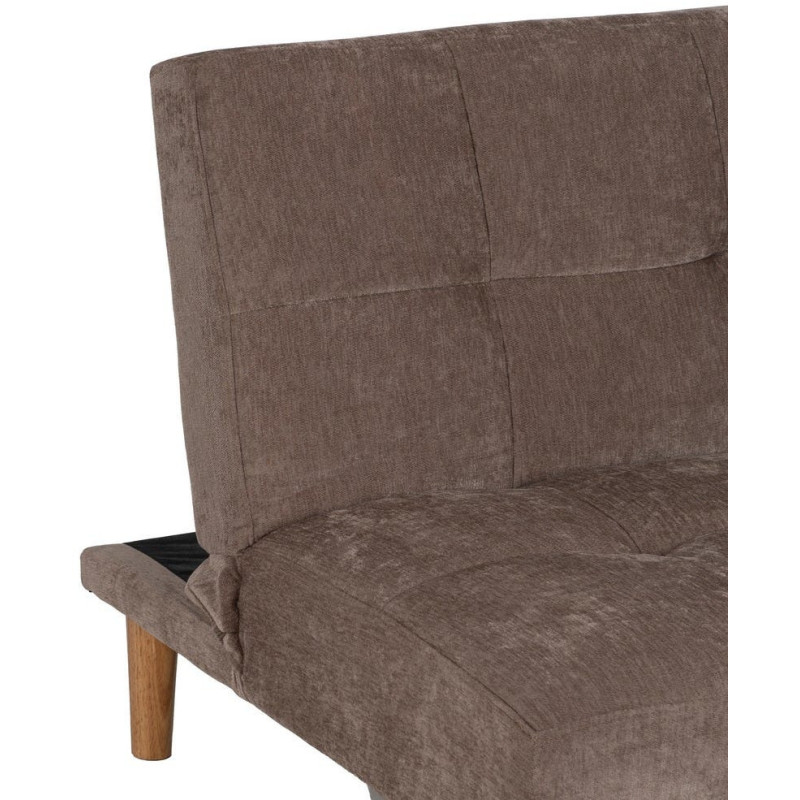 Grand Canapé moderne Convertible 3 places en Tissu chenille Vieux taupe Métal Noir Bois d'hévéa Naturel Bois d'eucalyptus Samuel