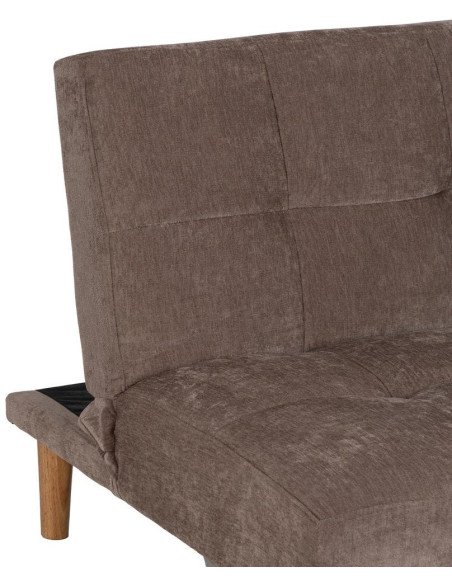 Grand Canapé moderne Convertible 3 places en Tissu chenille Vieux taupe Métal Noir Bois d'hévéa Naturel Bois d'eucalyptus Samuel