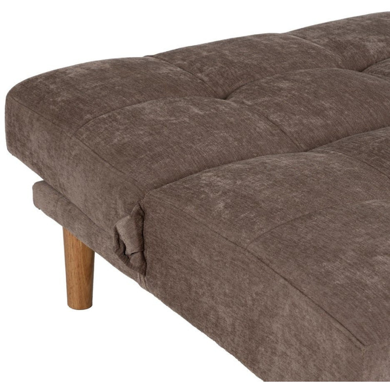 Grand Canapé moderne Convertible 3 places en Tissu chenille Vieux taupe Métal Noir Bois d'hévéa Naturel Bois d'eucalyptus Samuel