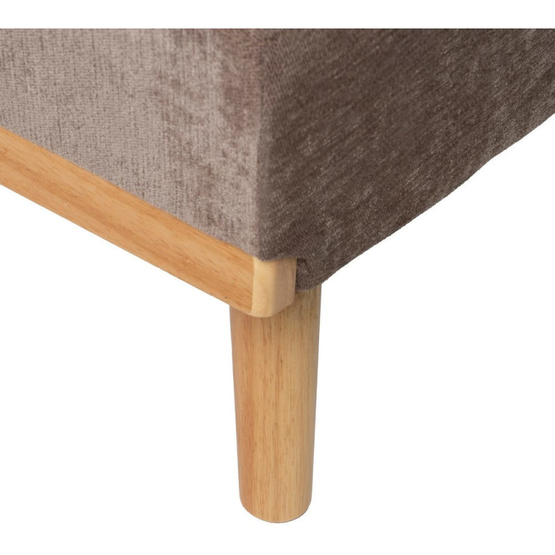 Grand Canapé moderne Convertible 3 places en Tissu chenille Vieux taupe Métal Noir Bois d'hévéa Naturel Bois d'eucalyptus Samuel