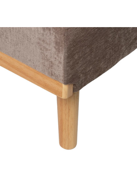 Grand Canapé moderne Convertible 3 places en Tissu chenille Vieux taupe Métal Noir Bois d'hévéa Naturel Bois d'eucalyptus Samuel