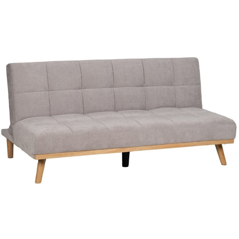 Grand Canapé moderne Convertible 3 places en Tissu chenille Gris Métal Noir Bois d'hévéa Naturel Bois d'eucalyptus Samuel - 1