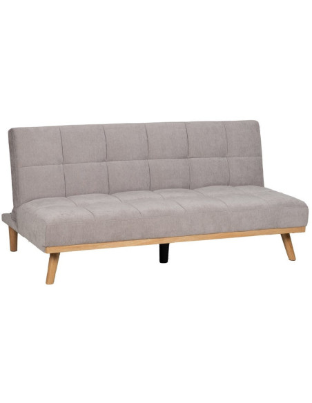 Grand Canapé moderne Convertible 3 places en Tissu chenille Gris Métal Noir Bois d'hévéa Naturel Bois d'eucalyptus Samuel - 1