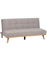 Grand Canapé moderne Convertible 3 places en Tissu chenille Gris Métal Noir Bois d'hévéa Naturel Bois d'eucalyptus Samuel - 1