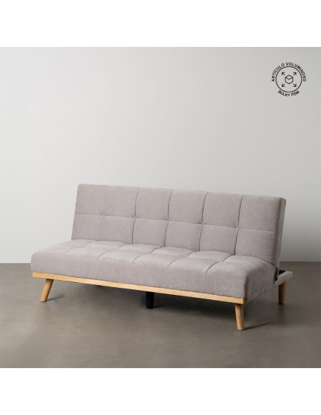 Grand Canapé moderne Convertible 3 places en Tissu chenille Gris Métal Noir Bois d'hévéa Naturel Bois d'eucalyptus Samuel - 16