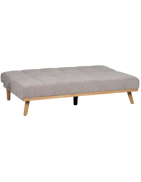 Grand Canapé moderne Convertible 3 places en Tissu chenille Gris Métal Noir Bois d'hévéa Naturel Bois d'eucalyptus Samuel - 3