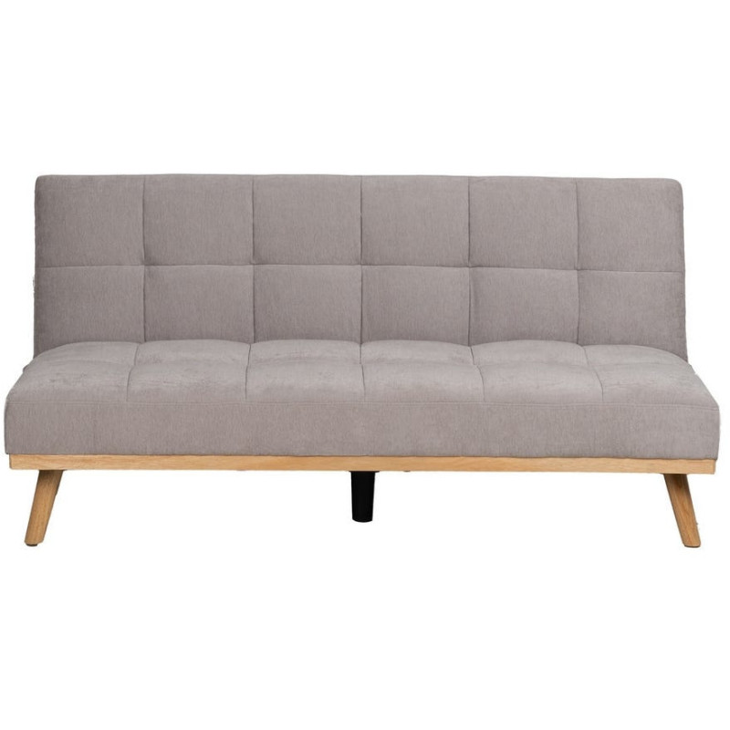 Grand Canapé moderne Convertible 3 places en Tissu chenille Gris Métal Noir Bois d'hévéa Naturel Bois d'eucalyptus Samuel - 4