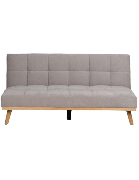 Grand Canapé moderne Convertible 3 places en Tissu chenille Gris Métal Noir Bois d'hévéa Naturel Bois d'eucalyptus Samuel - 4
