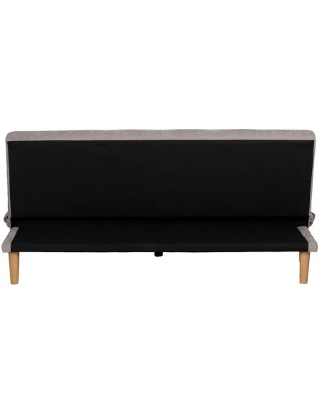 Grand Canapé moderne Convertible 3 places en Tissu chenille Gris Métal Noir Bois d'hévéa Naturel Bois d'eucalyptus Samuel - 5
