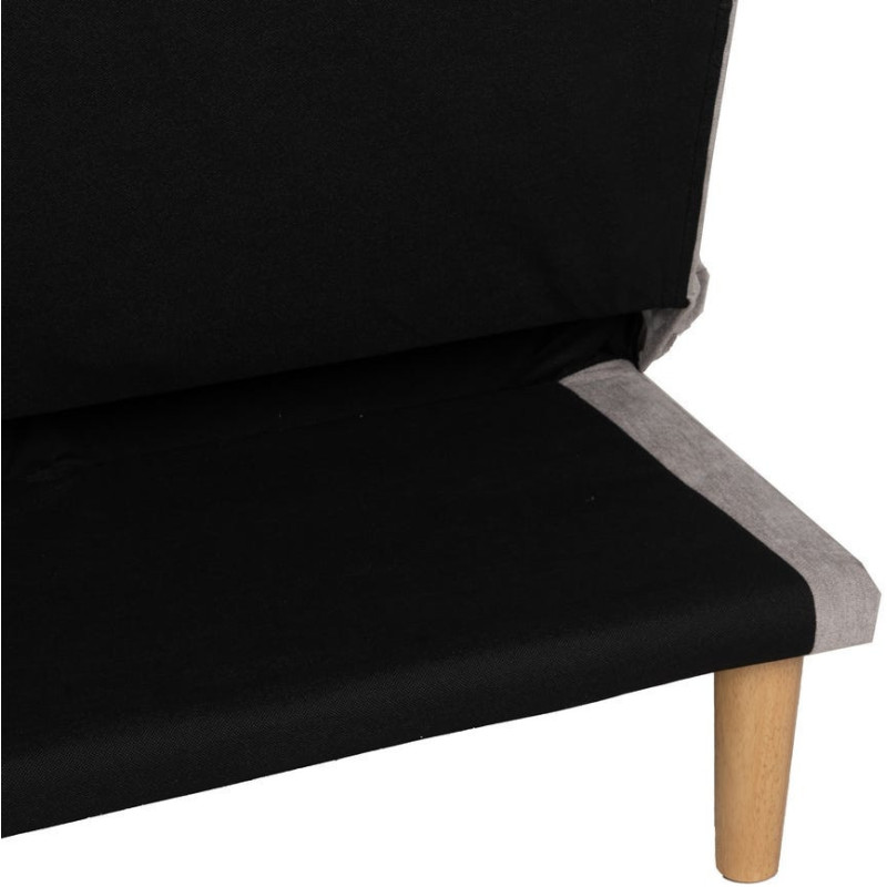 Grand Canapé moderne Convertible 3 places en Tissu chenille Gris Métal Noir Bois d'hévéa Naturel Bois d'eucalyptus Samuel - 14