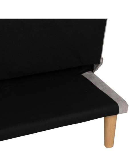 Grand Canapé moderne Convertible 3 places en Tissu chenille Gris Métal Noir Bois d'hévéa Naturel Bois d'eucalyptus Samuel - 14