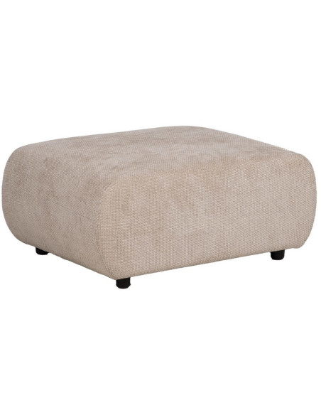 Grand Pouf moderne rectangulaire en Tissu Beige Bois de pin Bois MDF Ruben - 1