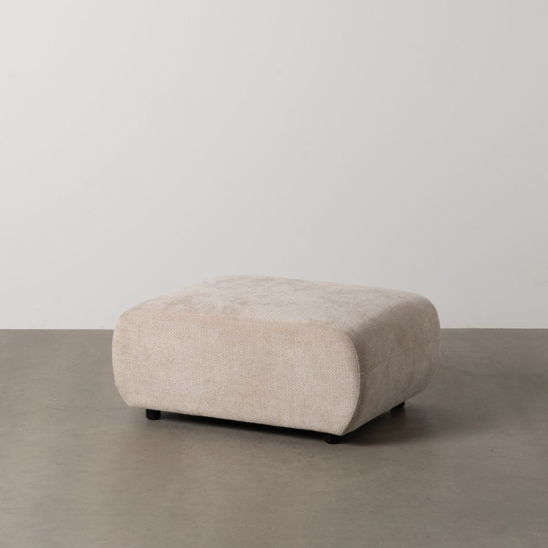 Grand Pouf moderne rectangulaire en Tissu Beige Bois de pin Bois MDF Ruben - 7