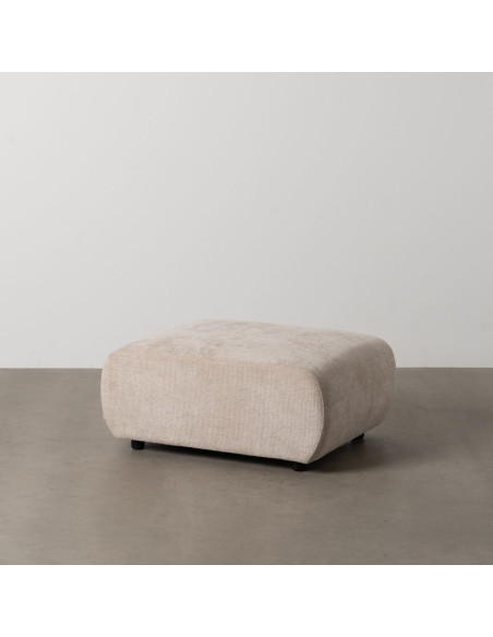 Grand Pouf moderne rectangulaire en Tissu Beige Bois de pin Bois MDF Ruben - 7