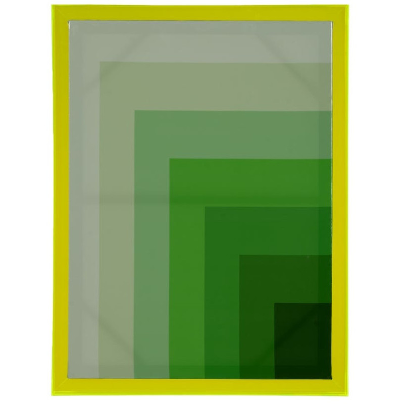 Toile murale imprimée motif géométrique 60x80 Vert Cadre en acrylique jaune - 1