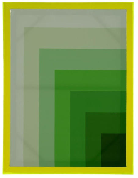 Toile murale imprimée motif géométrique 60x80 Vert Cadre en acrylique jaune - 1