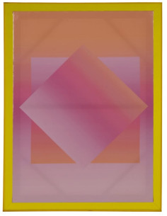 Toile murale imprimée motif géométrique 60x80 Rose Jaune Cadre en acrylique jaune Jarae (Lot de 2) - 2