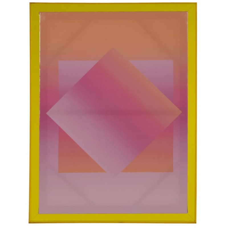 Toile murale imprimée motif géométrique 60x80 Rose Jaune Cadre en acrylique jaune Jarae (Lot de 2) - 2