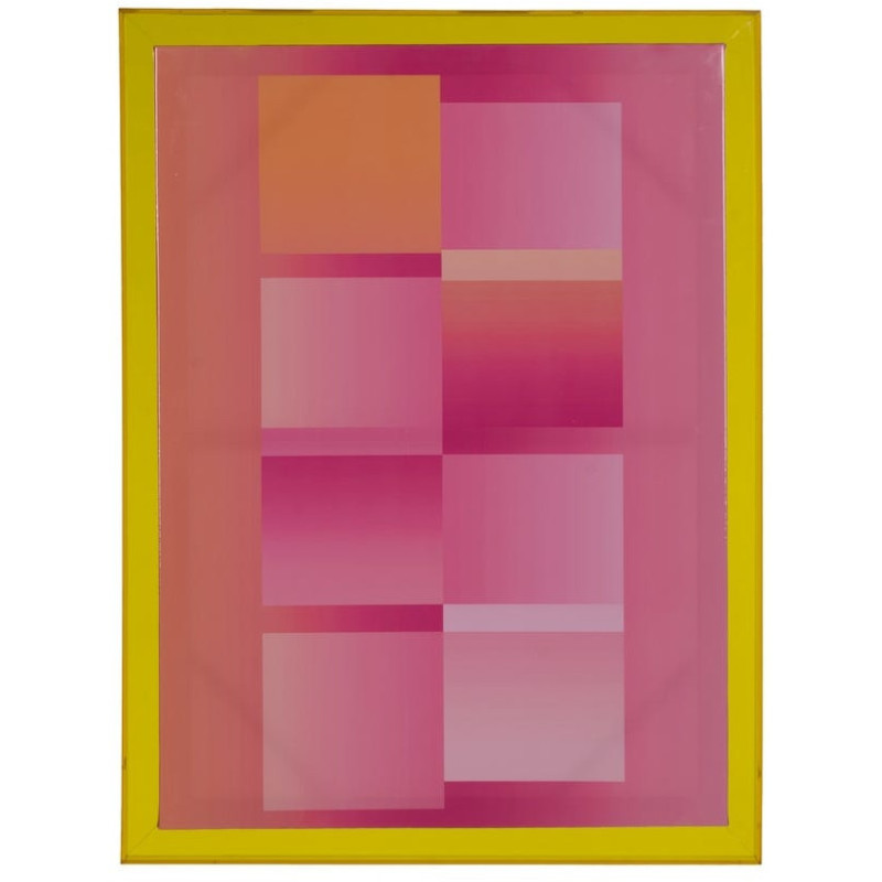 Toile murale imprimée motif géométrique 60x80 Rose Jaune Cadre en acrylique jaune Jarae (Lot de 2) - 3