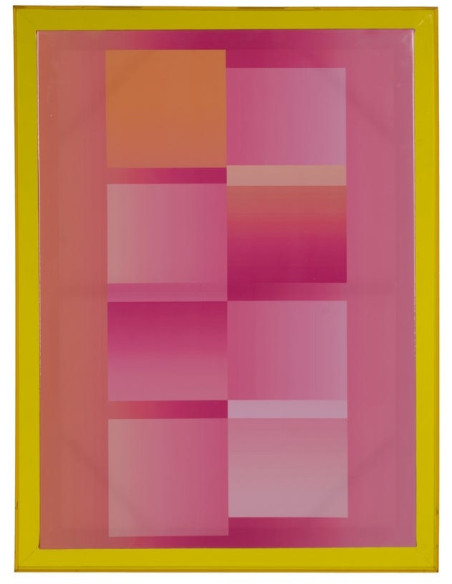 Toile murale imprimée motif géométrique 60x80 Rose Jaune Cadre en acrylique jaune Jarae (Lot de 2) - 3