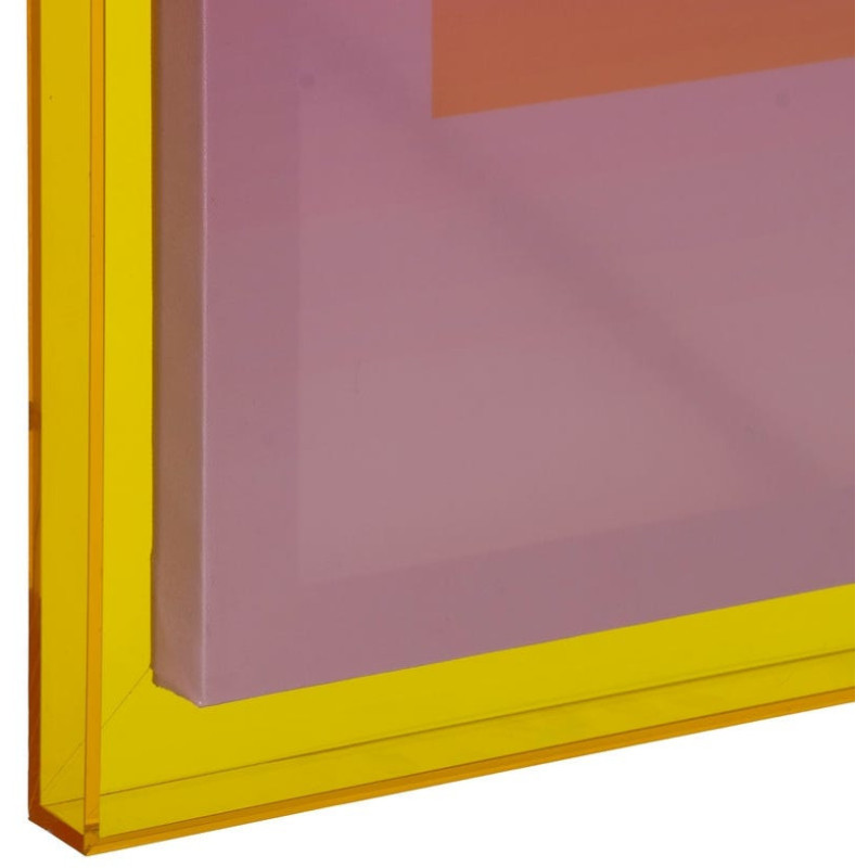 Toile murale imprimée motif géométrique 60x80 Rose Jaune Cadre en acrylique jaune Jarae (Lot de 2) - 8