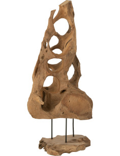 Décoration sur pied XXL Cône Hauteur 100 cm en Bois de teck Naturel Harri - 1