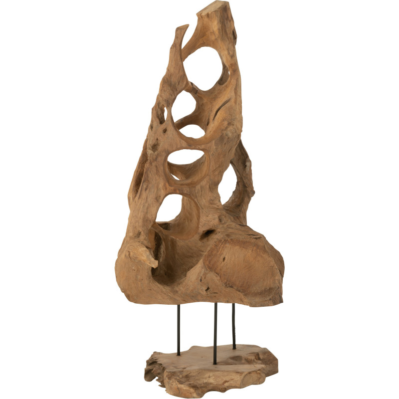 Décoration sur pied XXL Cône Hauteur 100 cm en Bois de teck Naturel Harri - 1