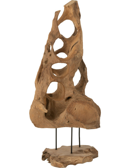 Décoration sur pied XXL Cône Hauteur 100 cm en Bois de teck Naturel Harri - 1