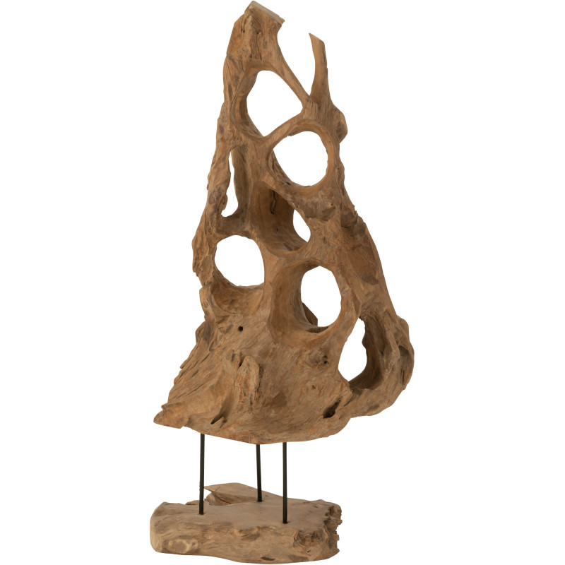 Décoration sur pied XXL Cône Hauteur 100 cm en Bois de teck Naturel Harri - 2