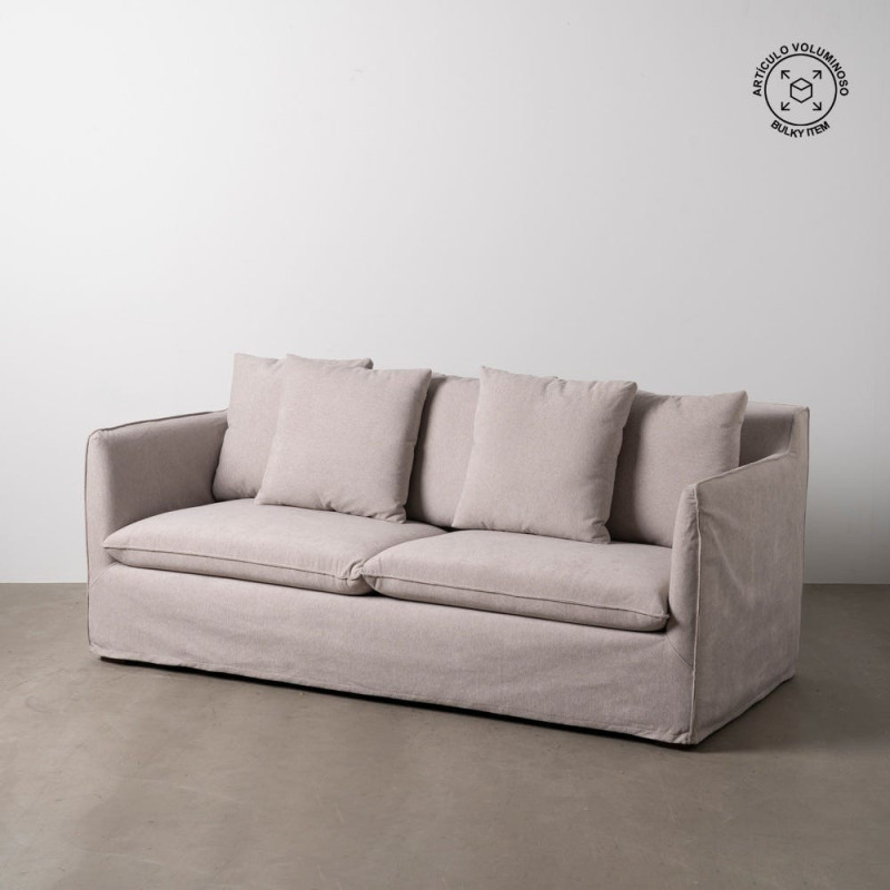 Grand Canapé moderne Droit 3 places en Tissu Vieux taupe Bois de pin Gregor - 14