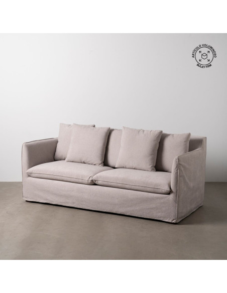 Grand Canapé moderne Droit 3 places en Tissu Vieux taupe Bois de pin Gregor - 14
