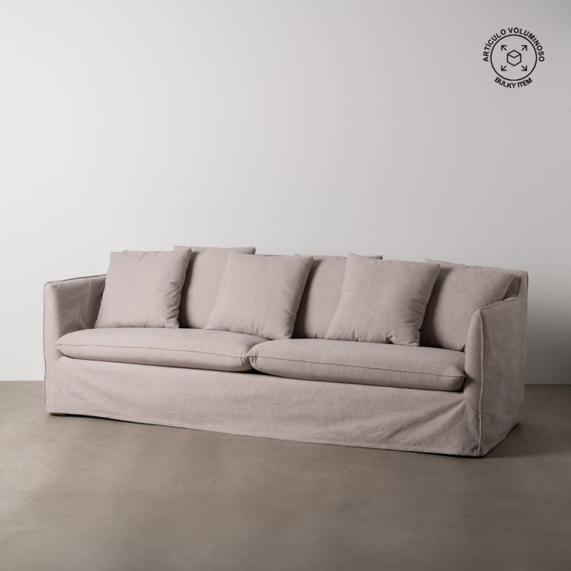 Grand Canapé moderne Droit 4 places en Tissu Vieux taupe Bois de pin Gregor - 13