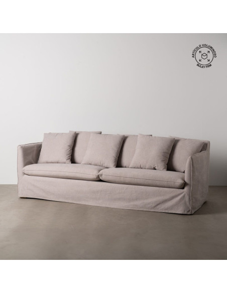 Grand Canapé moderne Droit 4 places en Tissu Vieux taupe Bois de pin Gregor - 13