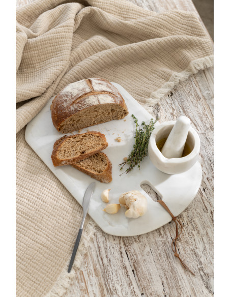 Mortier avec pilon en Marbre Blanc Tasoz - 2