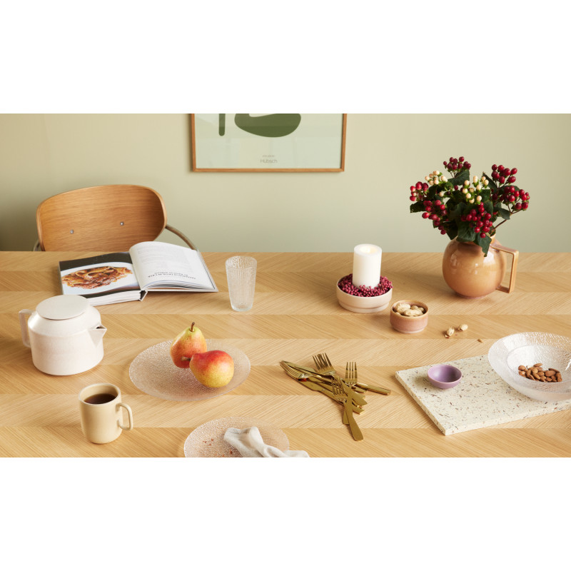 Table à manger moderne Rectangulaire 8 personnes en Bois MDF Naturel Effet chêne Herringbone - 9