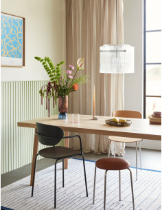 Table à manger moderne Rectangulaire 8 personnes en Bois MDF Naturel Effet chêne Herringbone - 2