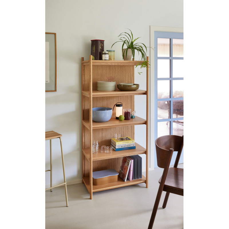 Grande Étagère moderne 5 niveaux en Bois MDF Naturel Effet chêne Corde en papier Heritage - 2