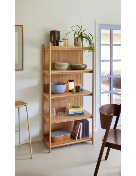 Grande Étagère moderne 5 niveaux en Bois MDF Naturel Effet chêne Corde en papier Heritage - 2