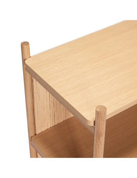 Grande Étagère moderne 5 niveaux en Bois MDF Naturel Effet chêne Corde en papier Heritage - 5