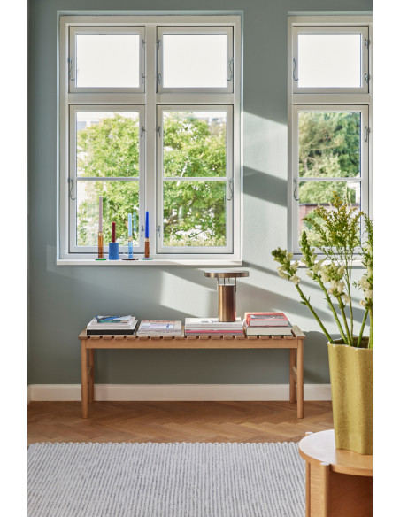 Table d'appoint moderne Ronde en Bois MDF Naturel Effet chêne Heritage - 11