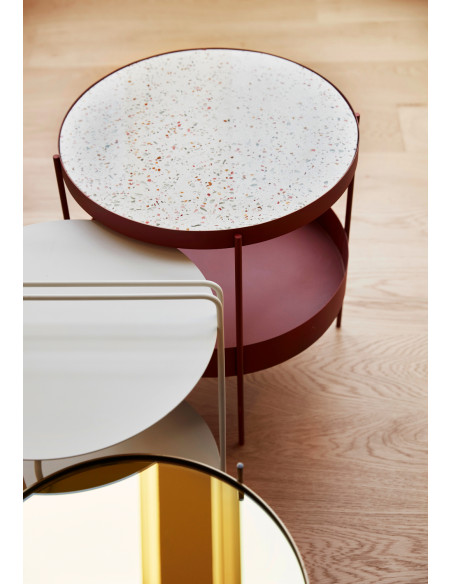 Table d'appoint moderne Ronde 1 étagère en Métal Gris clair Carry - 2