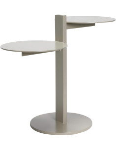 Table d'appoint moderne Ronde 2 niveaux en Métal Sable Platform - 1